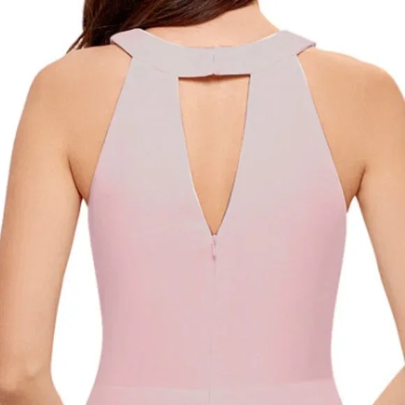 Betsy & Adam Womens Ruffled Sleeveless Cutout Halter Gown Dress Size 12 Keyhole - Picture 7 of 10